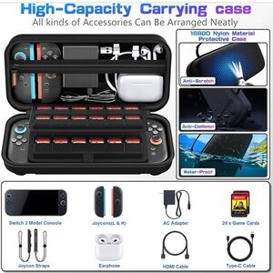 High-Capacity Black Carrying Case for Nintendo Switch